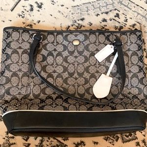 Black and Gray Leather Coach Purse